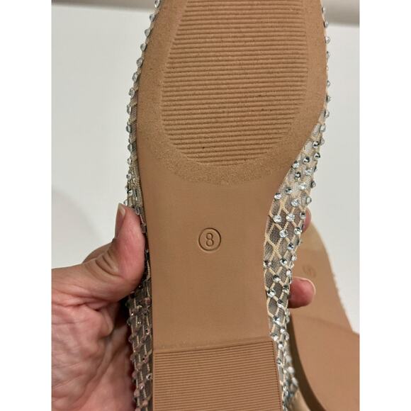 NWOT Steve Madden Auden Crystal Mesh Ballet Flat Shoes Tan Women's Size US 8 - Picture 5 of 6